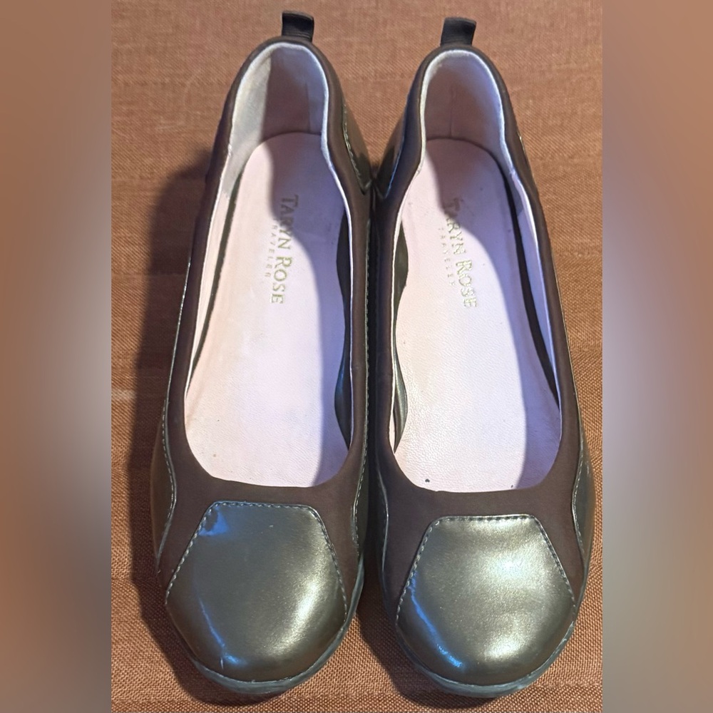 Taryn Rose Adin Ballet Flats Women’s 7M Taupe Brown Patent Leather Comfort Shoes - Picture 5 of 6